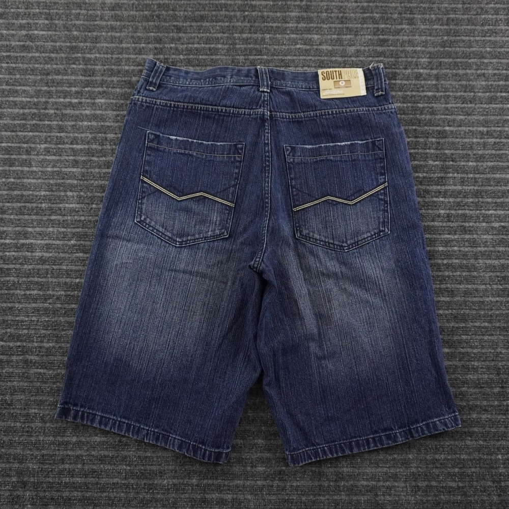 Southpole Denim Shorts Mens 40 Blue Baggy Streetwear Y2K Dark Wash Loose Fit